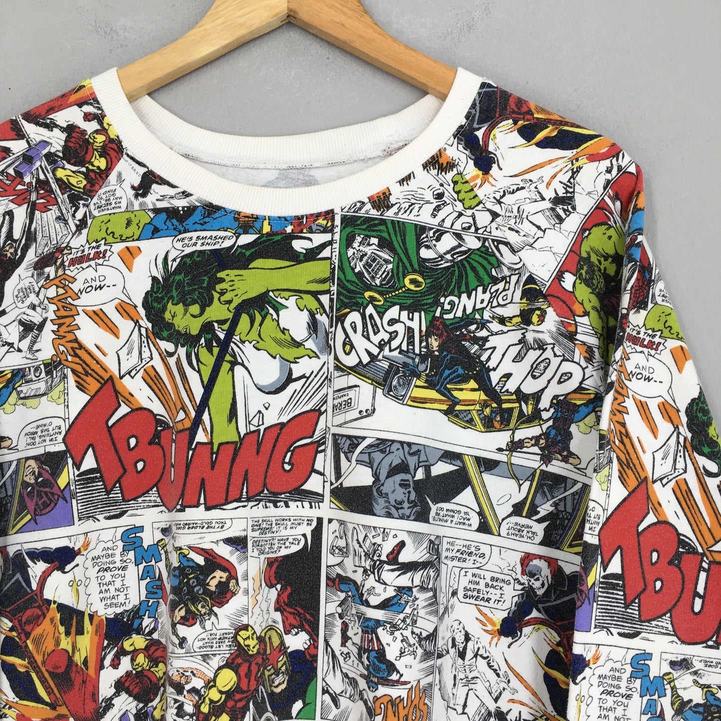 Marvel Comic Strip Overprint Sweatshirt Large