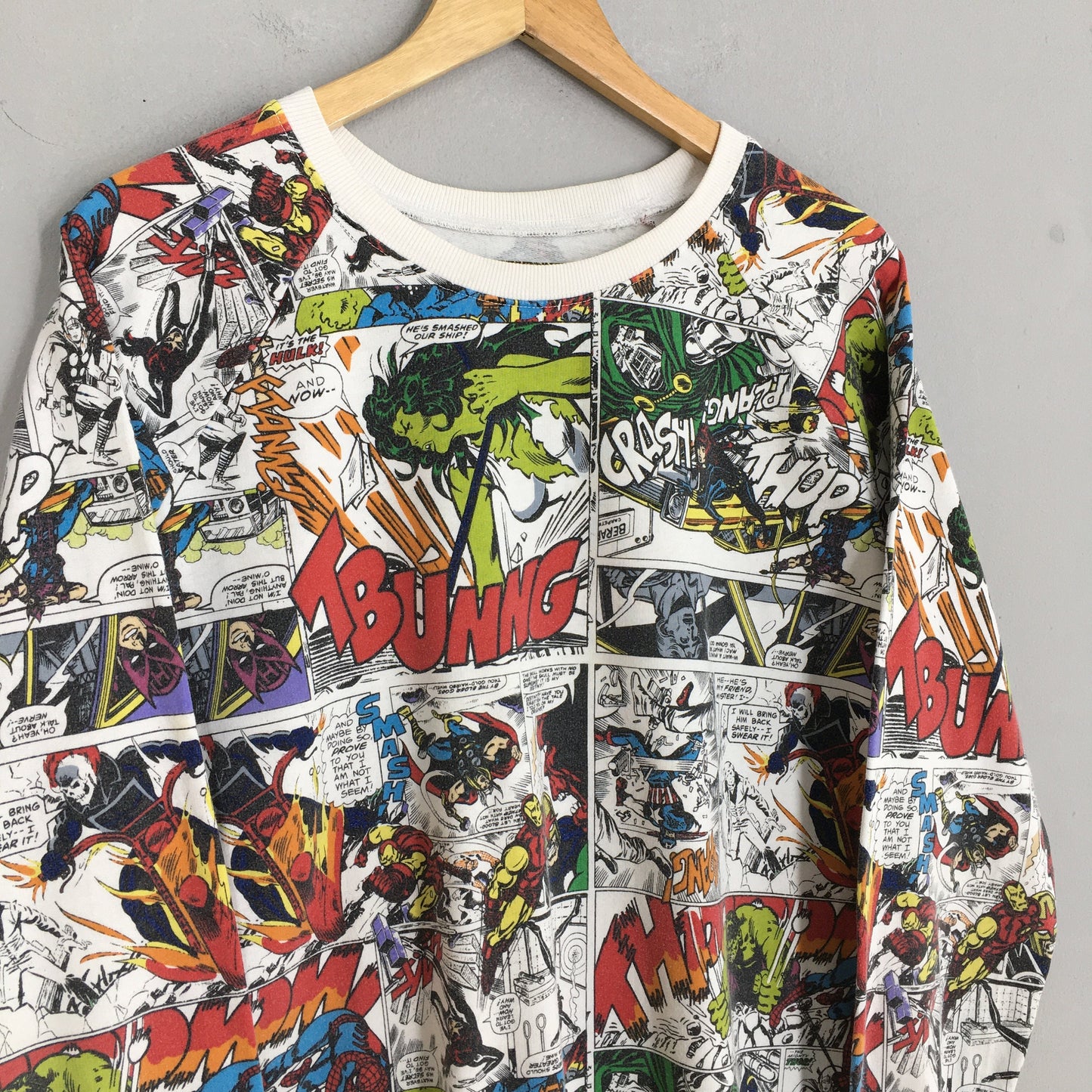 Marvel Comic Strip Overprint Sweatshirt Large