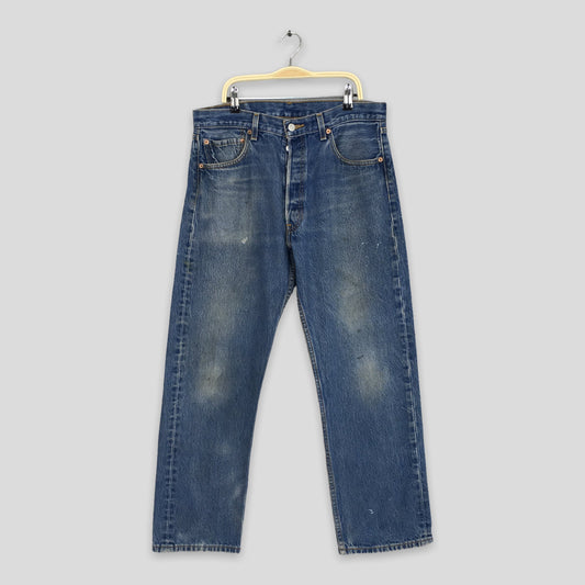 Y2K Levi's 501 Faded Blue Jeans Stonewash Size 32x27