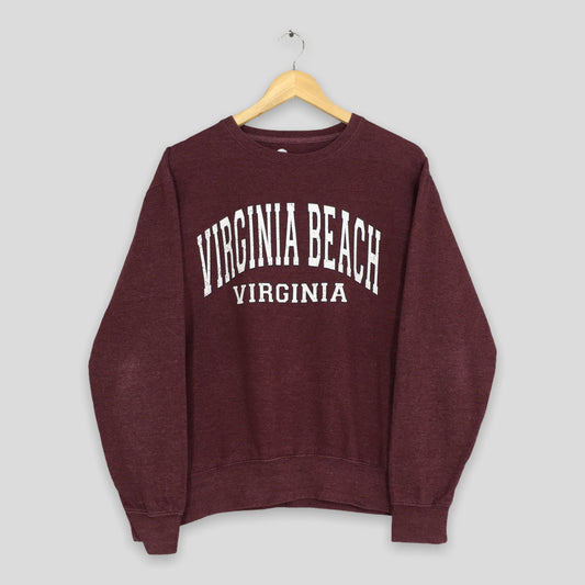 Y2K Virginia Beach Maroon Sweatshirts Medium