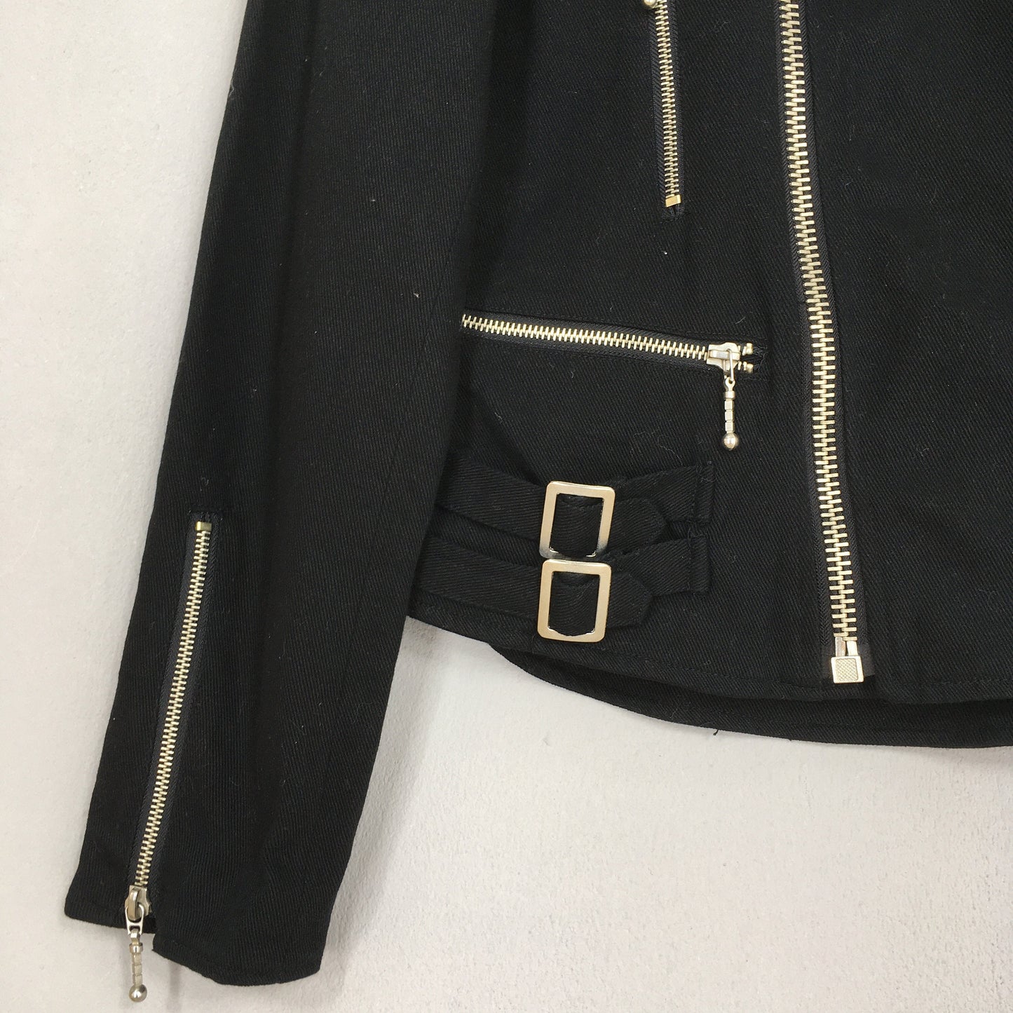 Double Collar Punk Multi Zipper Jacket Medium