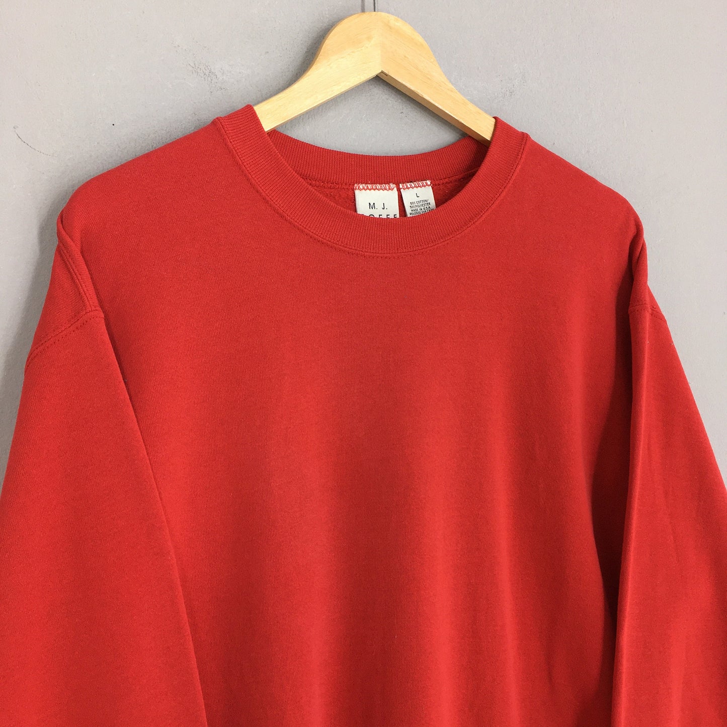 Mj Soffe Usa Red Plain Sweatshirt Large