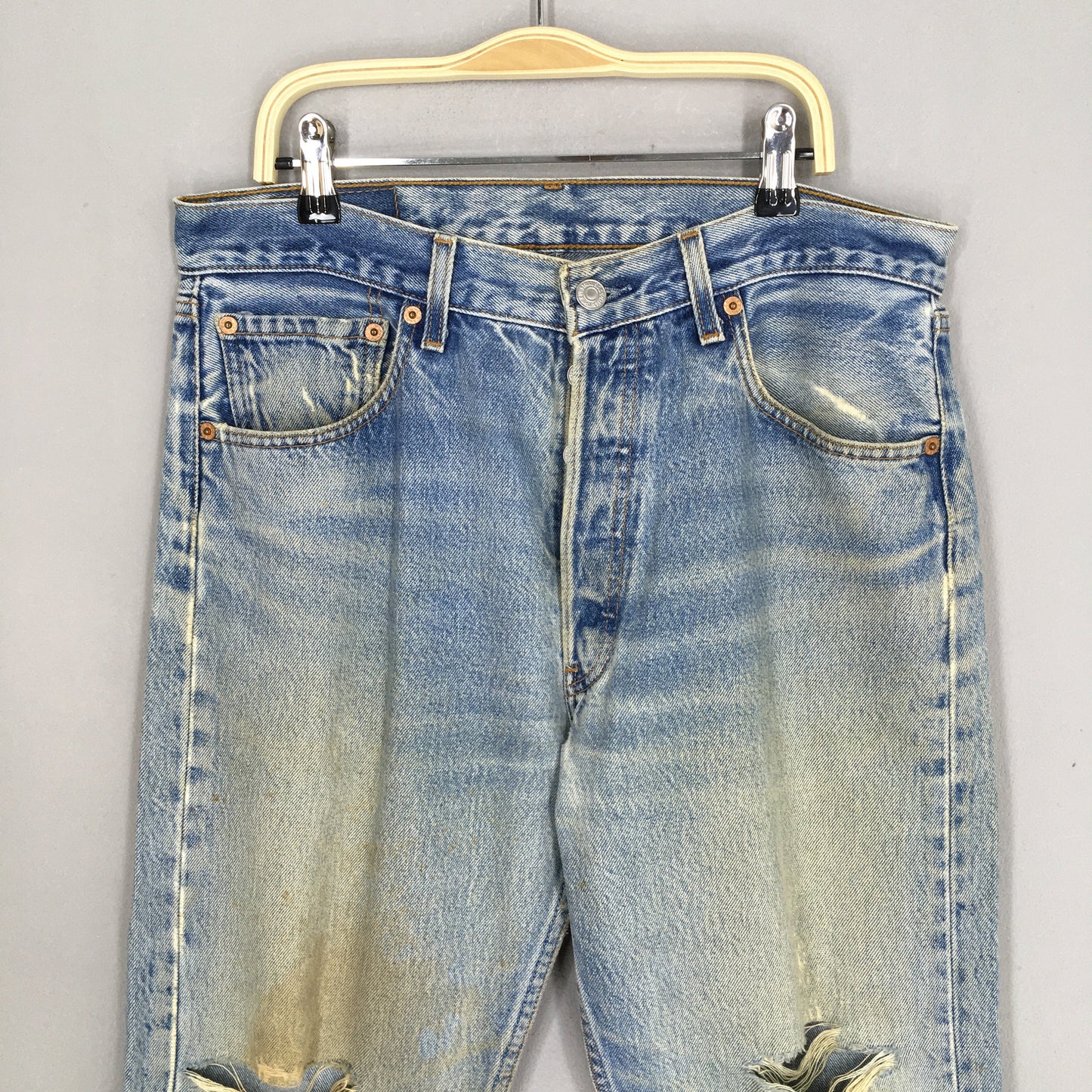 Levi's 501XX Distressed Ripped Jeans Size 31x32