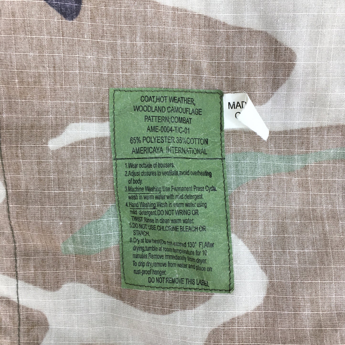 M-65 Field Camouflage Green Jacket Small