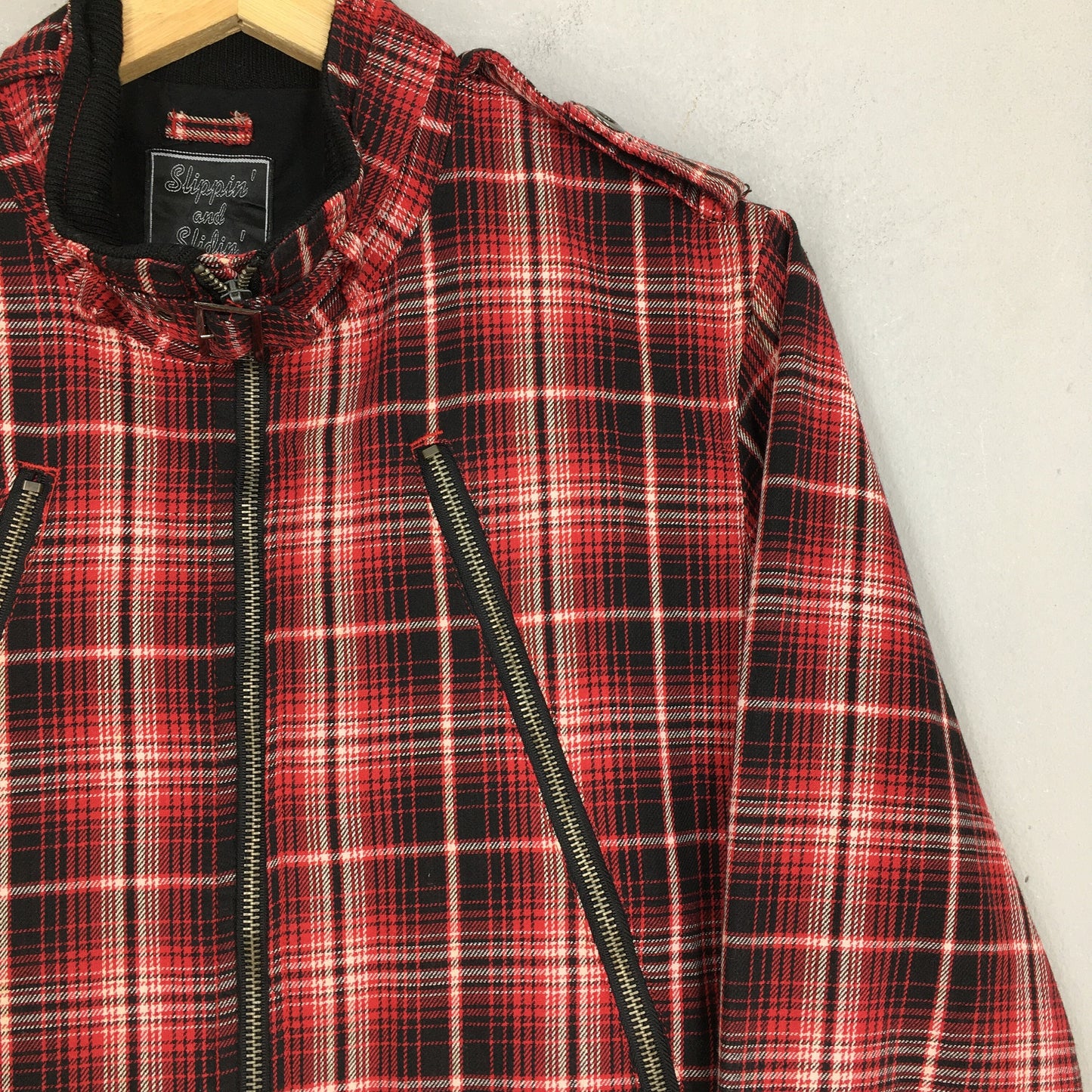 Checkered Red Harrington Jacket Medium