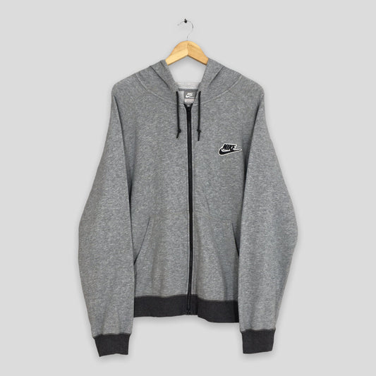 Y2K Nike Swoosh Gray Zipper Hoodies Large