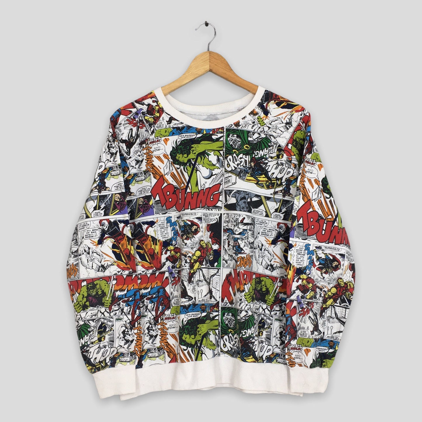 Marvel Comic Strip Overprint Sweatshirt Large