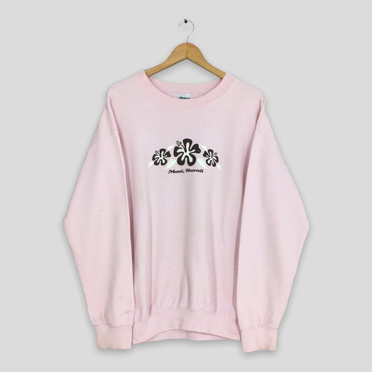 Maui Island Hawaii Pink Sweatshirt Large