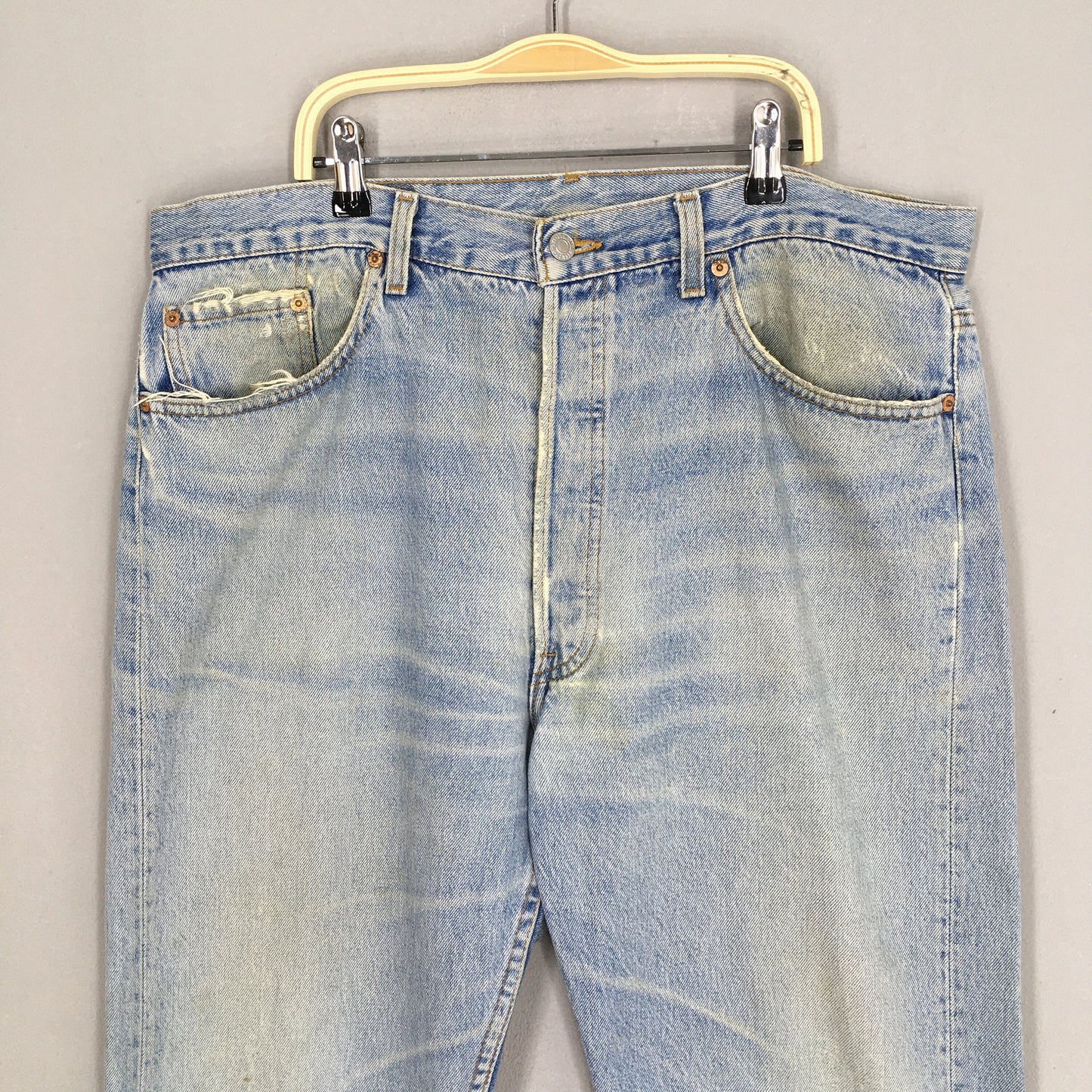 Levi's 501 Faded Blue Stonewash Jeans Size 35x28.5