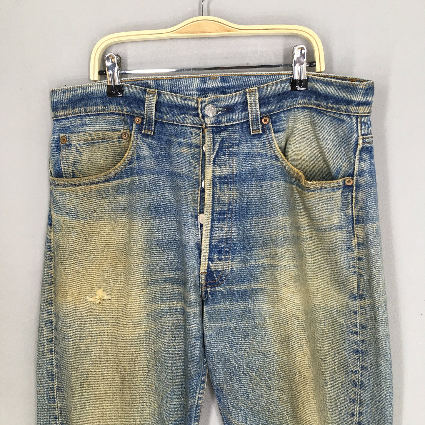 Levi's 501XX Distressed Ripped Stonewash Jeans Size 32x30