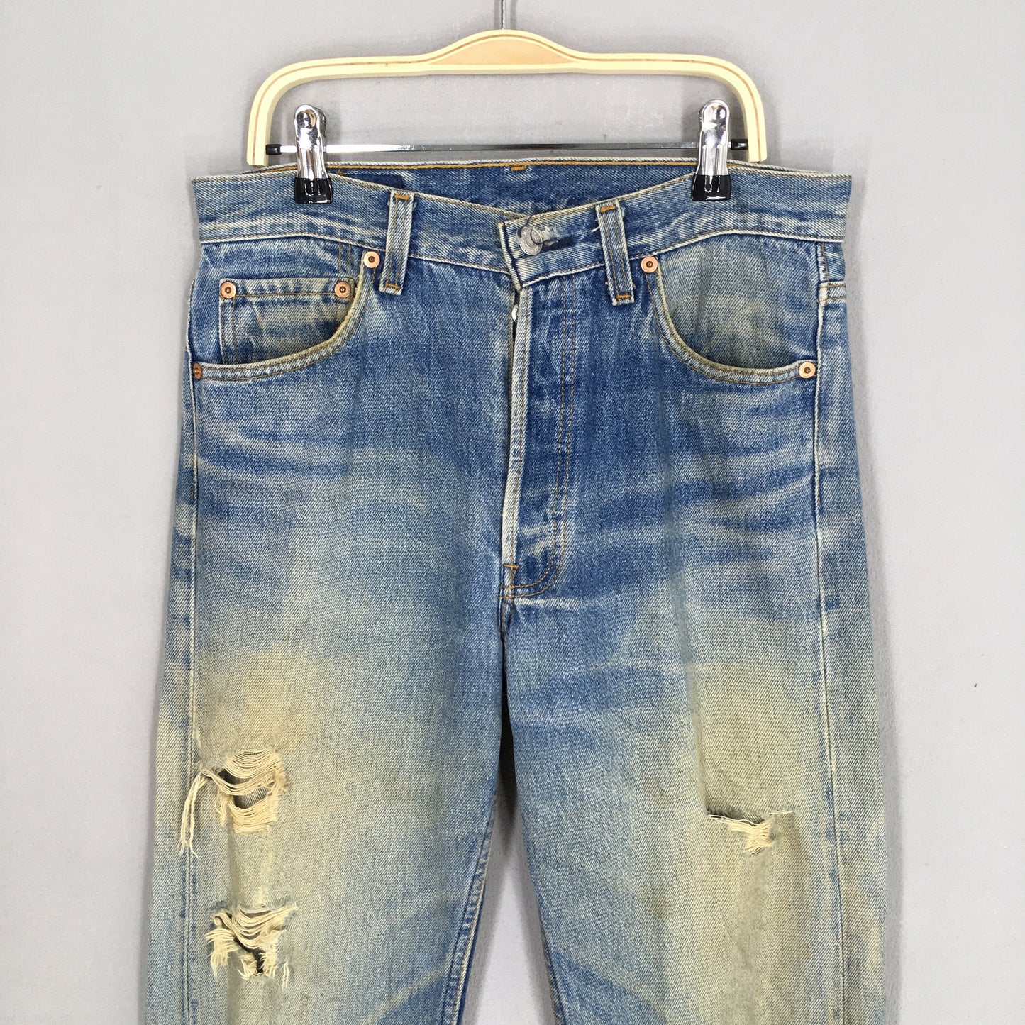 Levi's 501 Distressed Ripped Stonewash Jeans Size 29x32.5