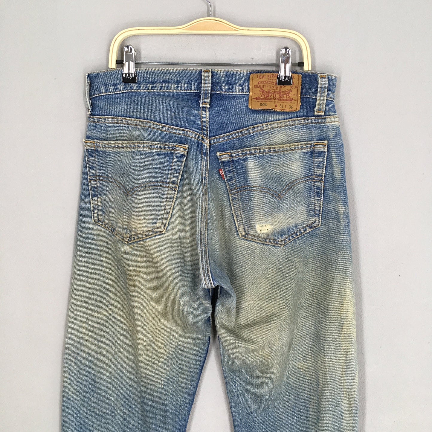 Levi's 501 Distressed Ripped Stonewash Jeans Size 29x32.5