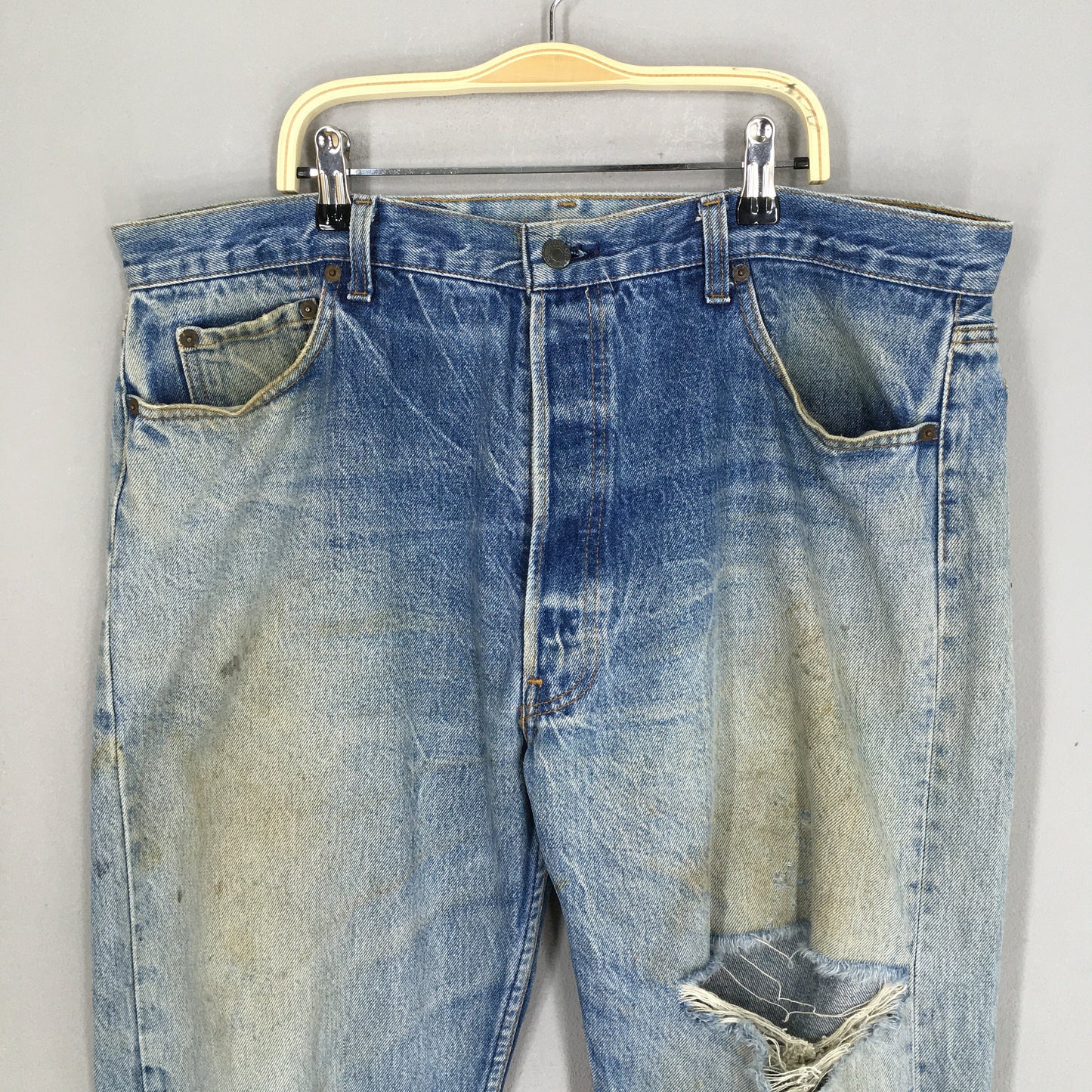 Levi's 501 Distressed Ripped Stonewash Jeans Size 37x28.5