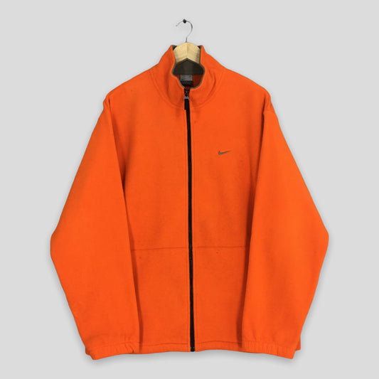 Y2K Nike Swoosh Orange Fleece Sweater Large