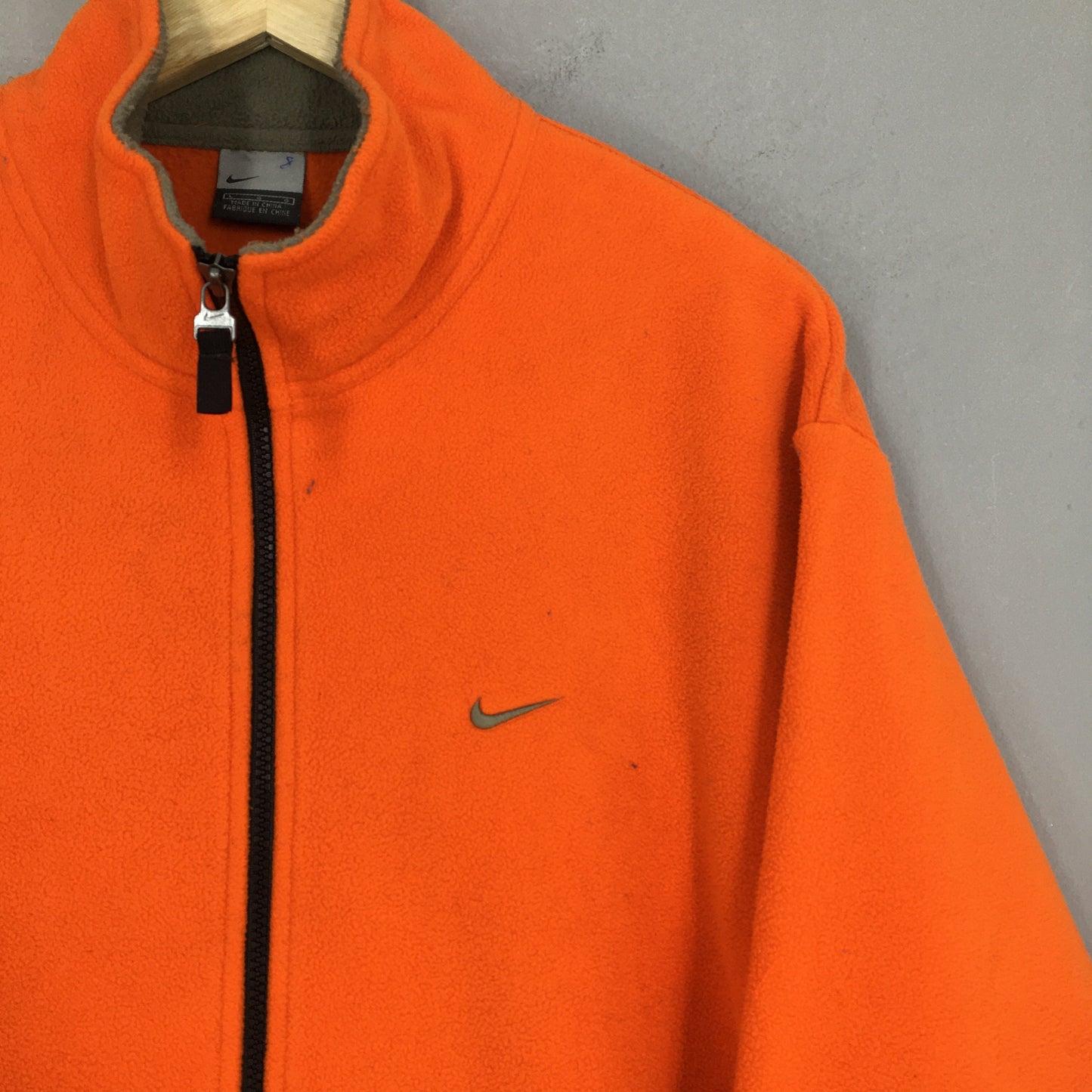 Y2K Nike Swoosh Orange Fleece Sweater Large