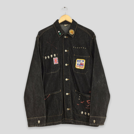 Denim Chore Workers Black Jacket Large