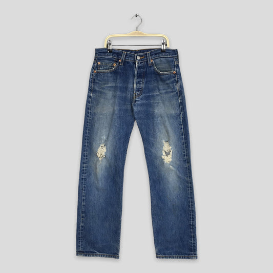 Levi's 501 Distressed Ripped Jeans Stonewash Size 29x28