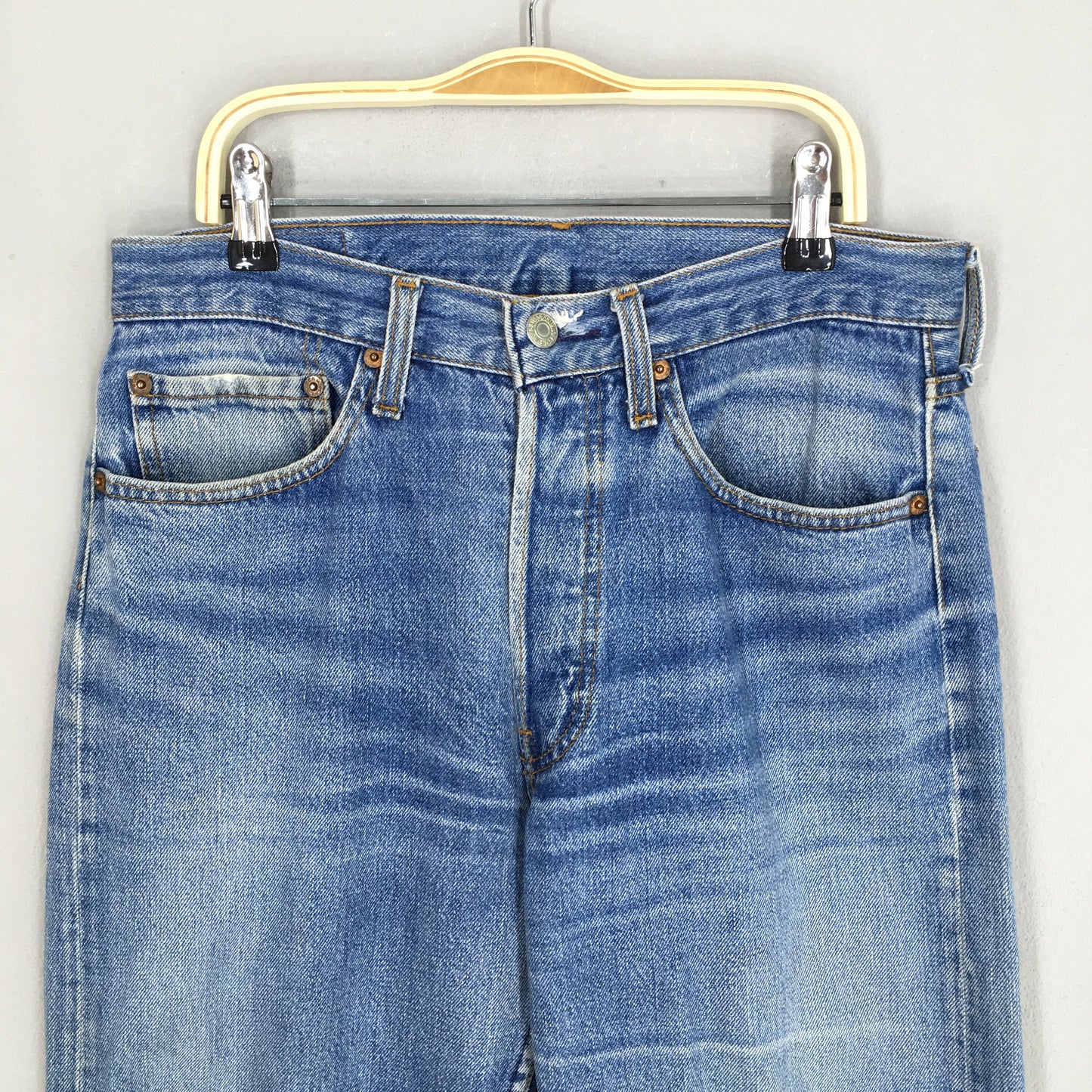 Levi's 501 Faded Blue Release Hem Jeans Size 29x28.5