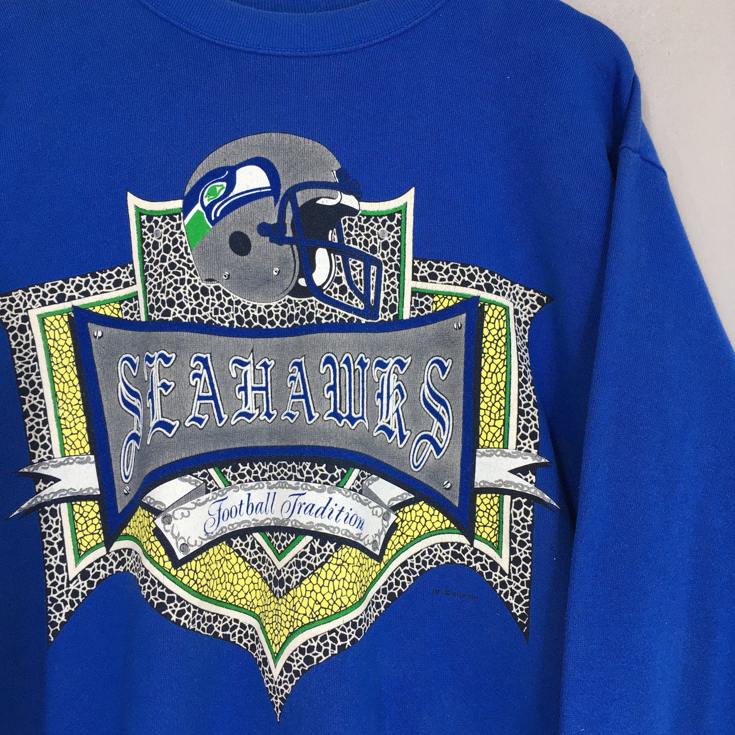 Seattle Seahawks Nfl Rugby Blue Sweatshirt Large