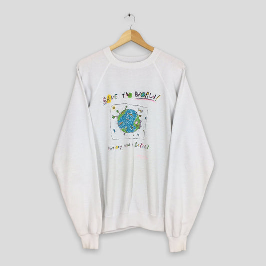 Save The World White Sweatshirt XLarge