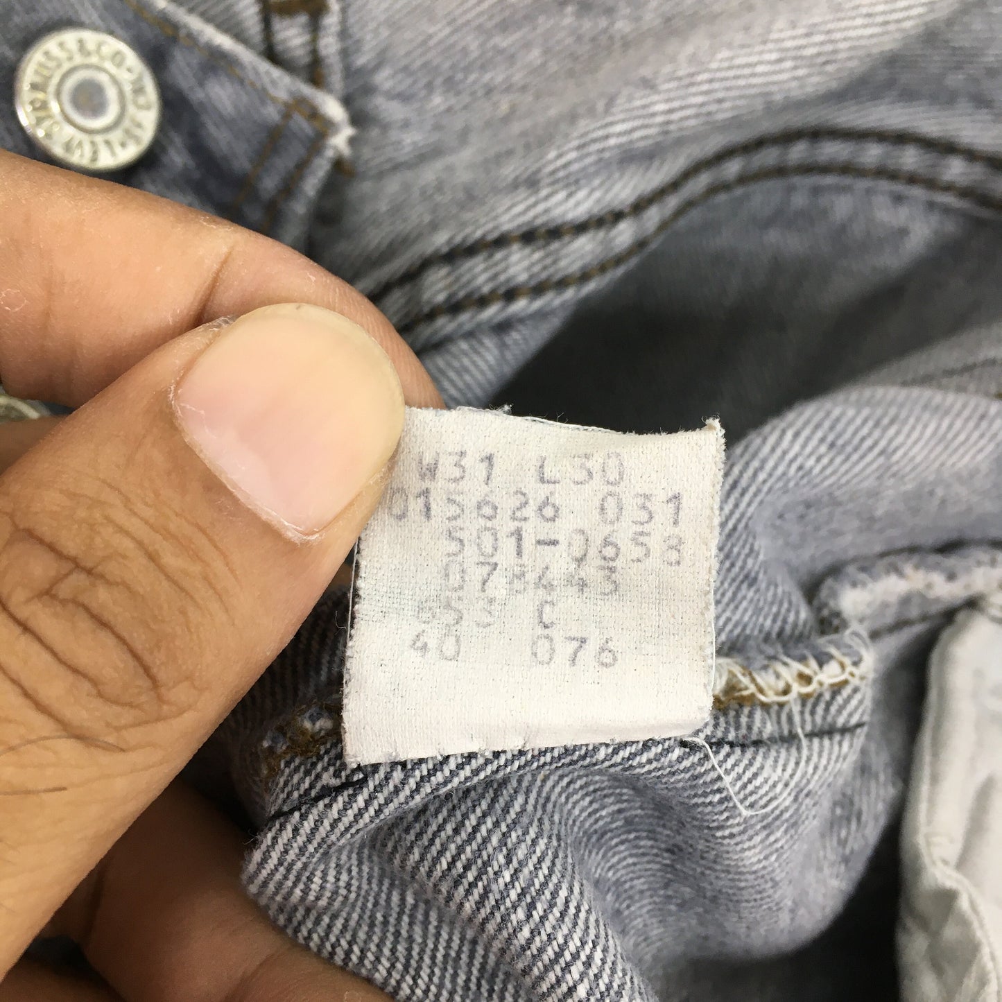 Levi's 501 Ash Gray Distressed Jeans Size 29x29.5