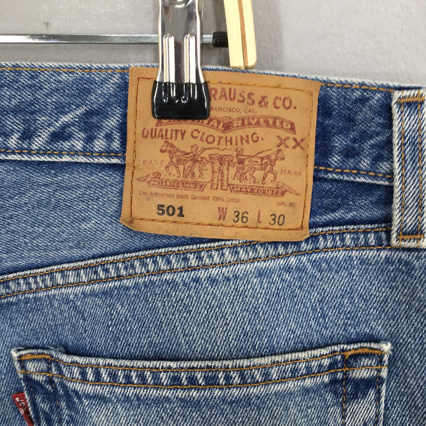 Levi's 501 Faded Blue Stonewash Jeans Size 34x29.5