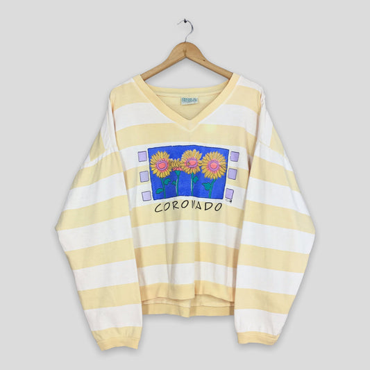 Colorado Sunflower Stripes Sweatshirt Medium