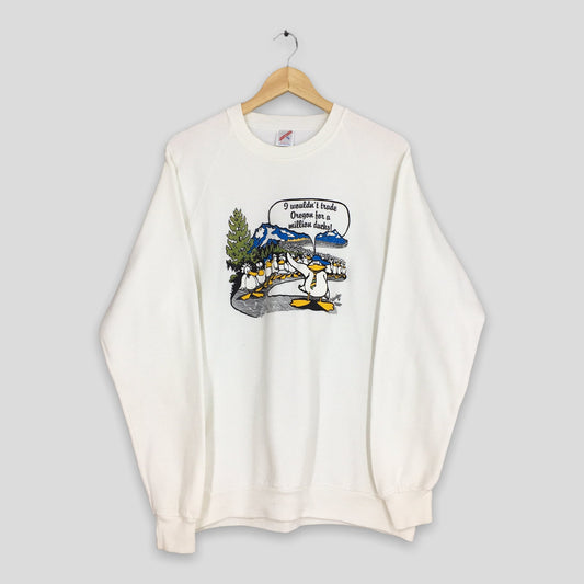 Ducks Quackers White Sweatshirt XLarge