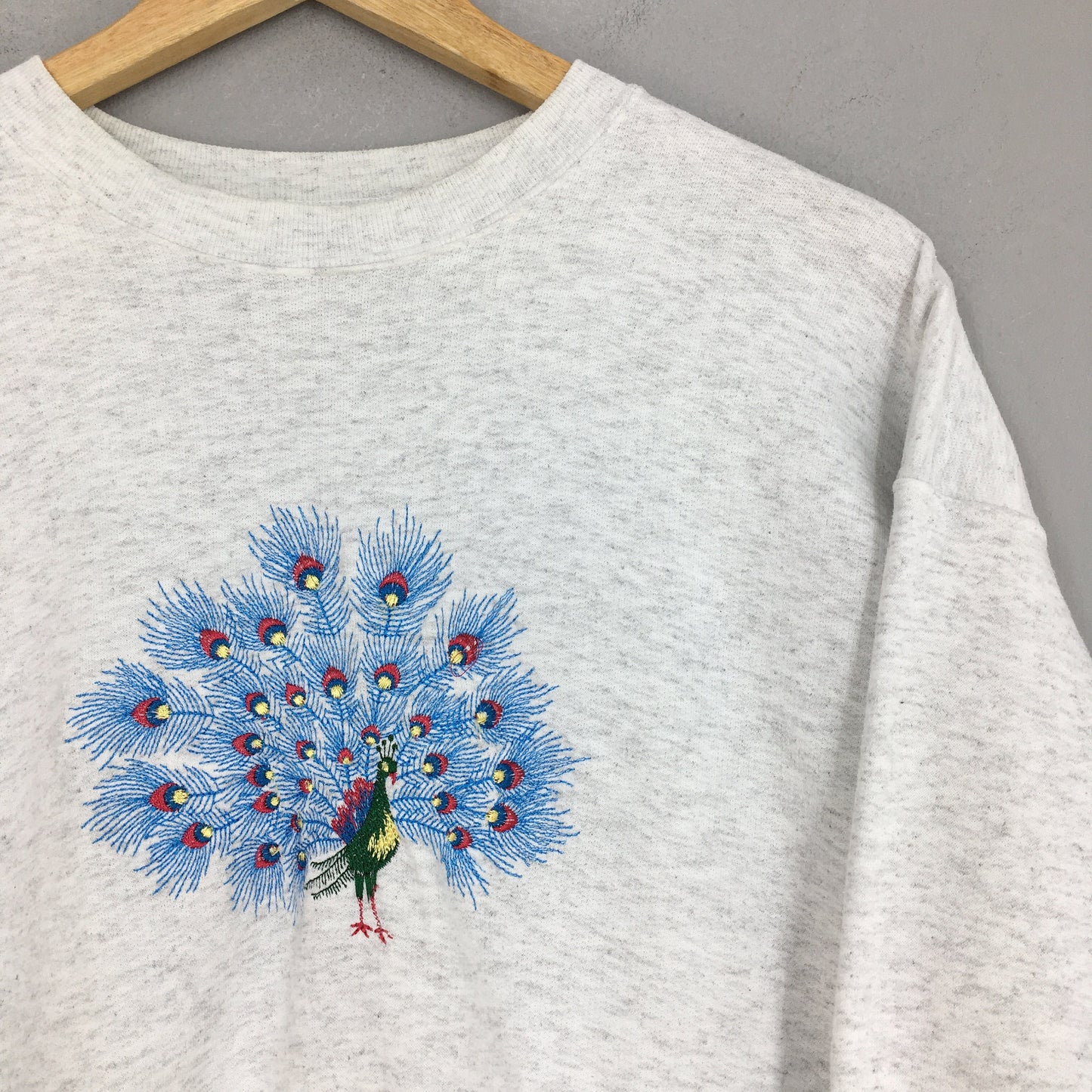 Peacocks Bird Art Gray Sweatshirt Medium