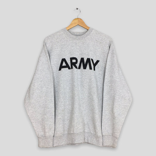 Y2K Us Army Gray Sweatshirt XLarge