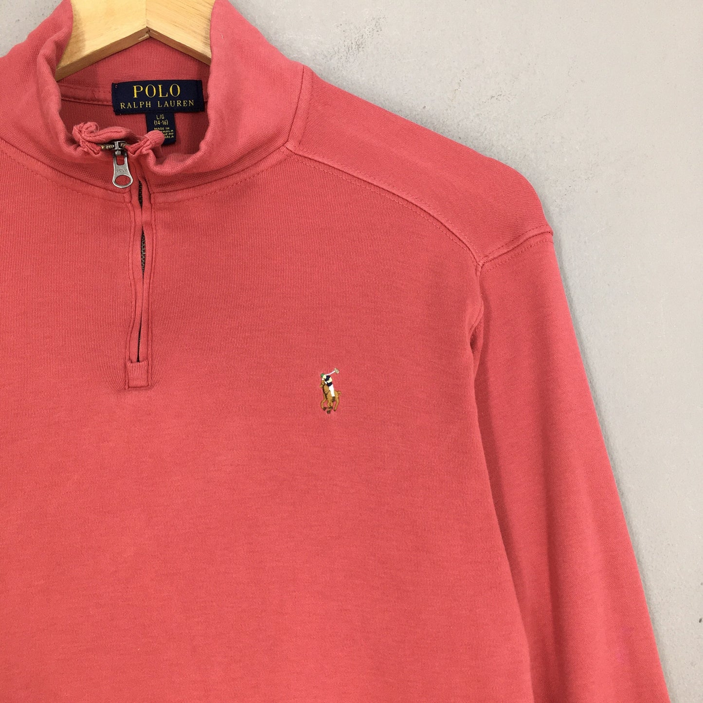 Polo Ralph Lauren Pink Half Zipper Sweatshirt Large