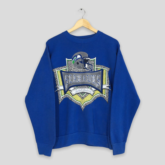 Seattle Seahawks Nfl Rugby Blue Sweatshirt Large