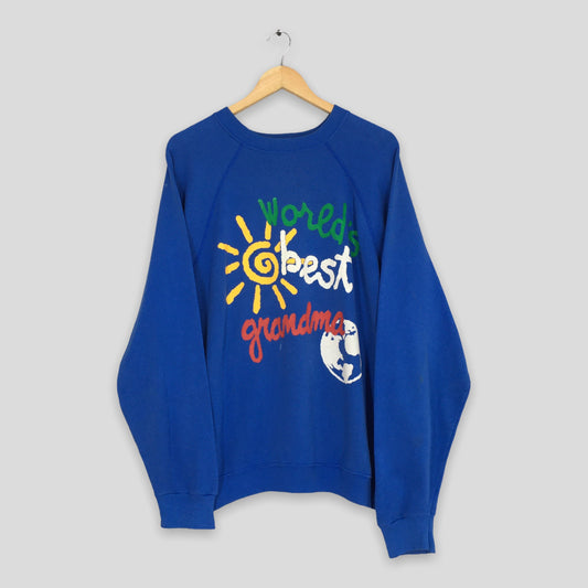 Worlds Best Grandma Blue Sweatshirt XLarge