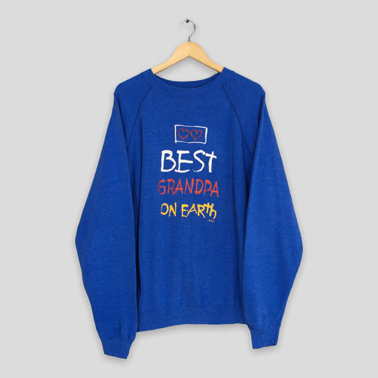 Best Grandpa On Earth Blue Sweatshirt XLarge