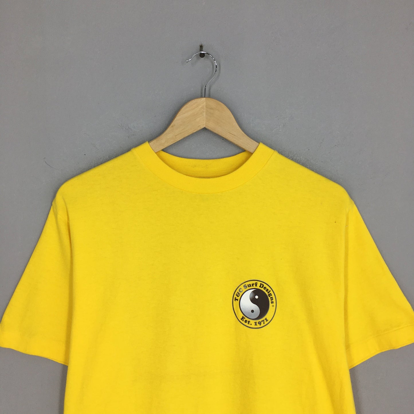 T&C Surf Designs Yin Yang Surfing Yellow T shirt Medium