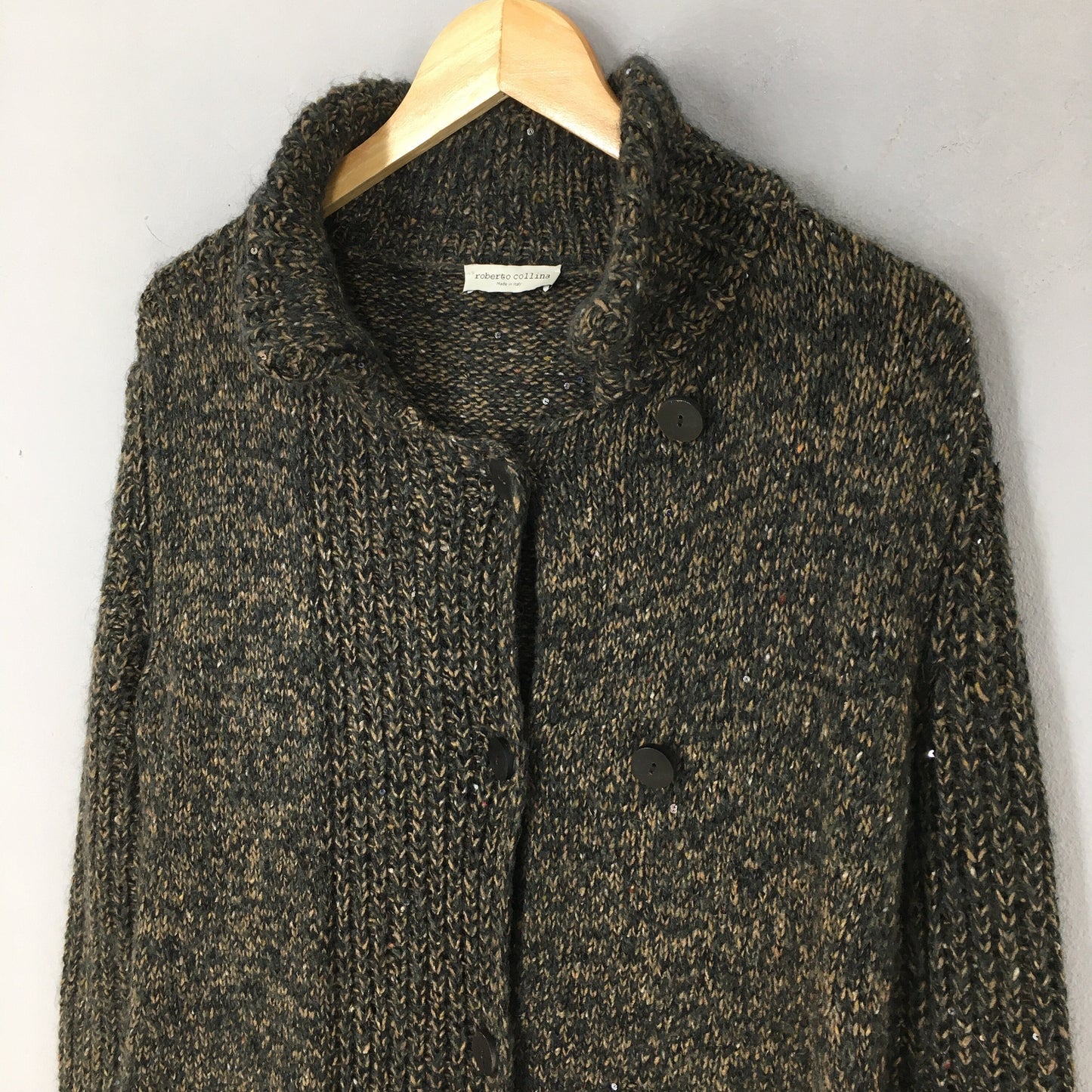 Roberto Collina Italy Wool Cardigan Women Long Jacket Medium