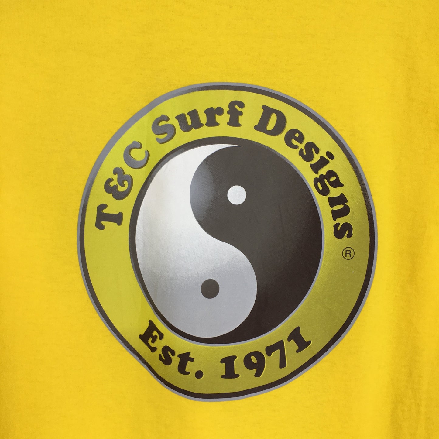 T&C Surf Designs Yin Yang Surfing Yellow T shirt Medium