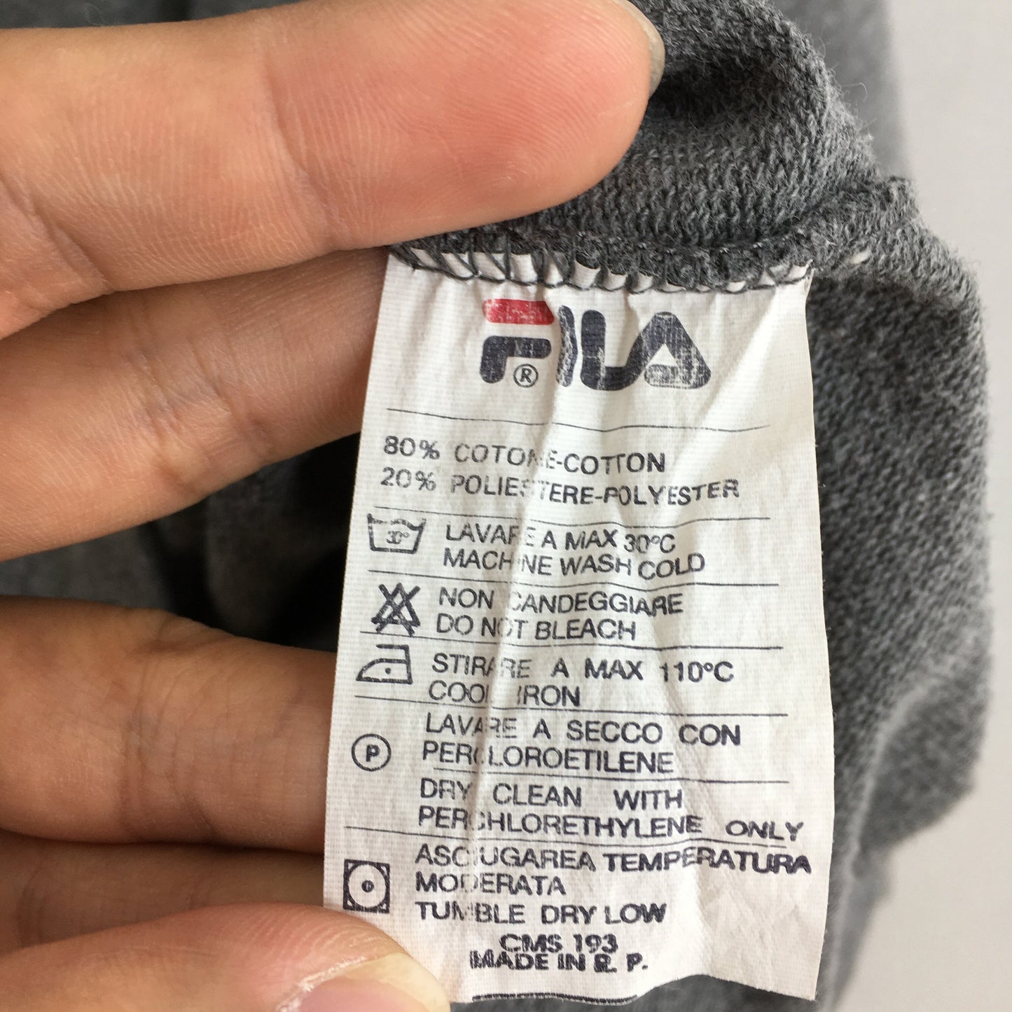 Fila Italia Gray Sweatshirt Large