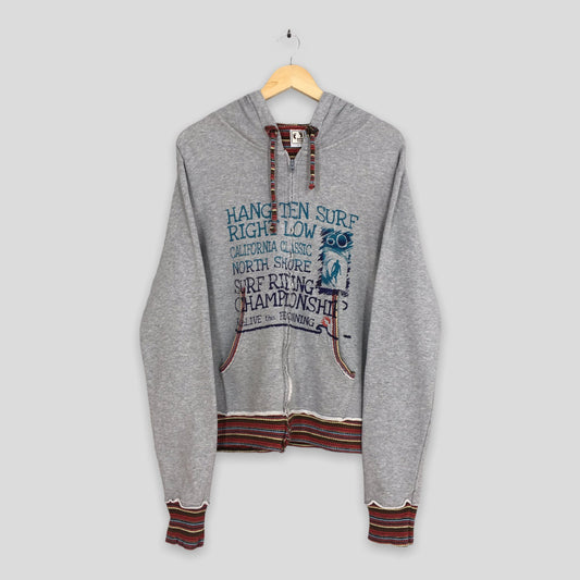 Hang Ten Surfing Zipper Gray Hoodie Large