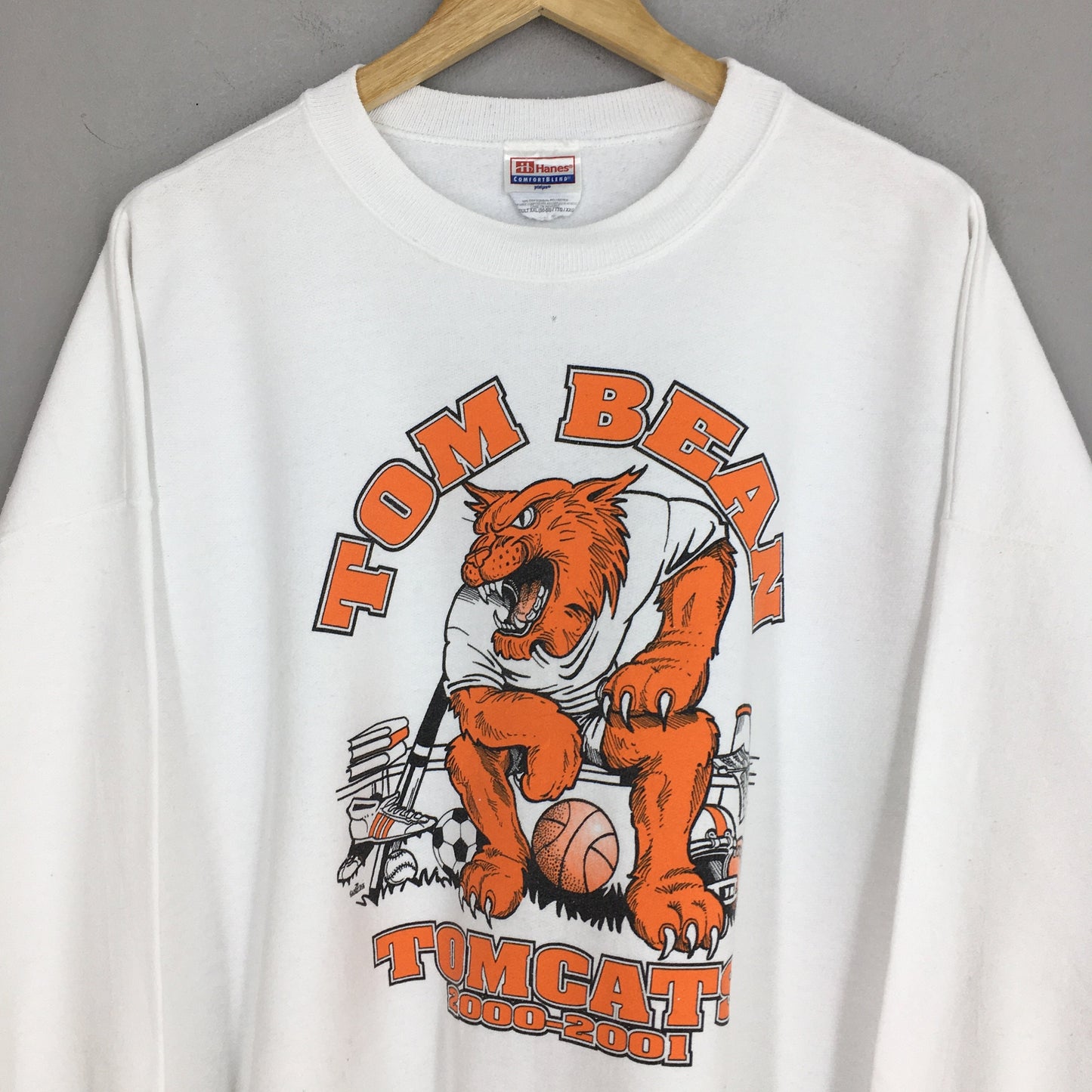 Tom Bean Tom Cat White Sweatshirt XXLarge