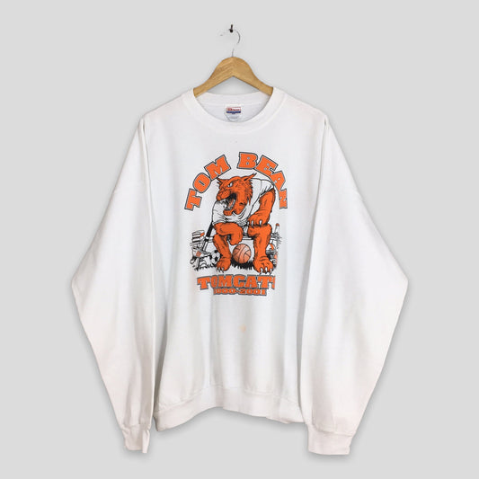 Tom Bean Tom Cat White Sweatshirt XXLarge