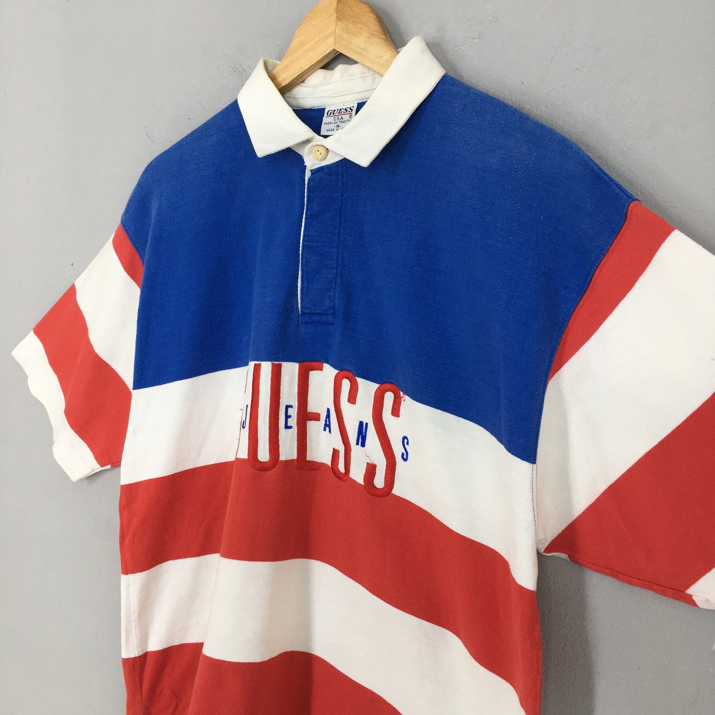 Guess Jeans Usa Stripes Polo Shirt Medium