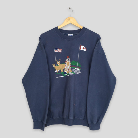 Canada Usa Border Blue Sweatshirt Large