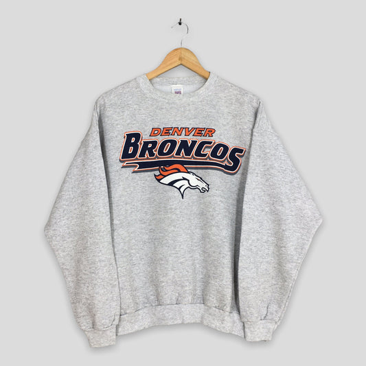 Denver Broncos Rugby NFL Gray Sweater Large