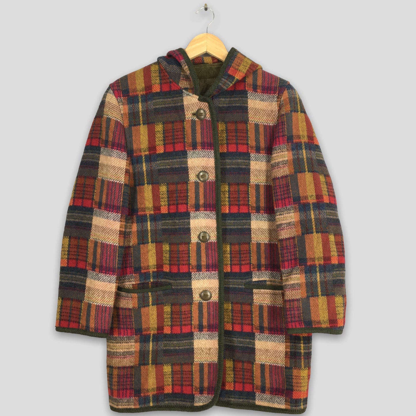 Steinbock Austria Plaid Checkered Wool Harrington Jacket Medium