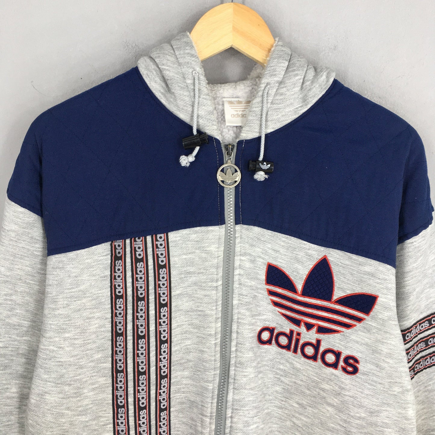 Adidas Trefoil Sherpa Hoodie Sweatshirt Medium