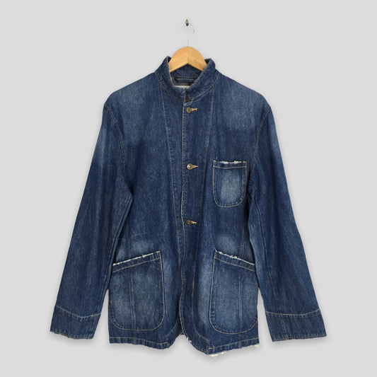 Big Shark Denim Workers Blue Jeans Jacket Large