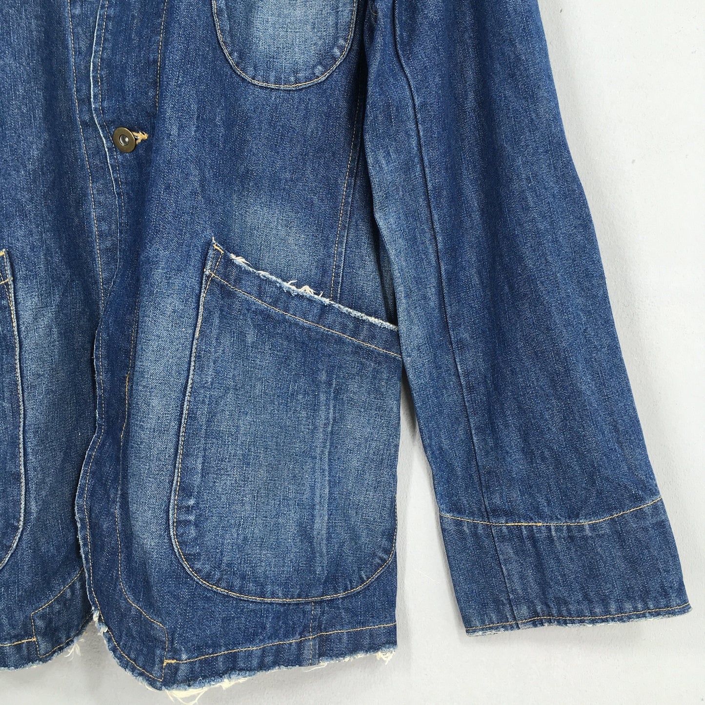 Big Shark Denim Workers Blue Jeans Jacket Large