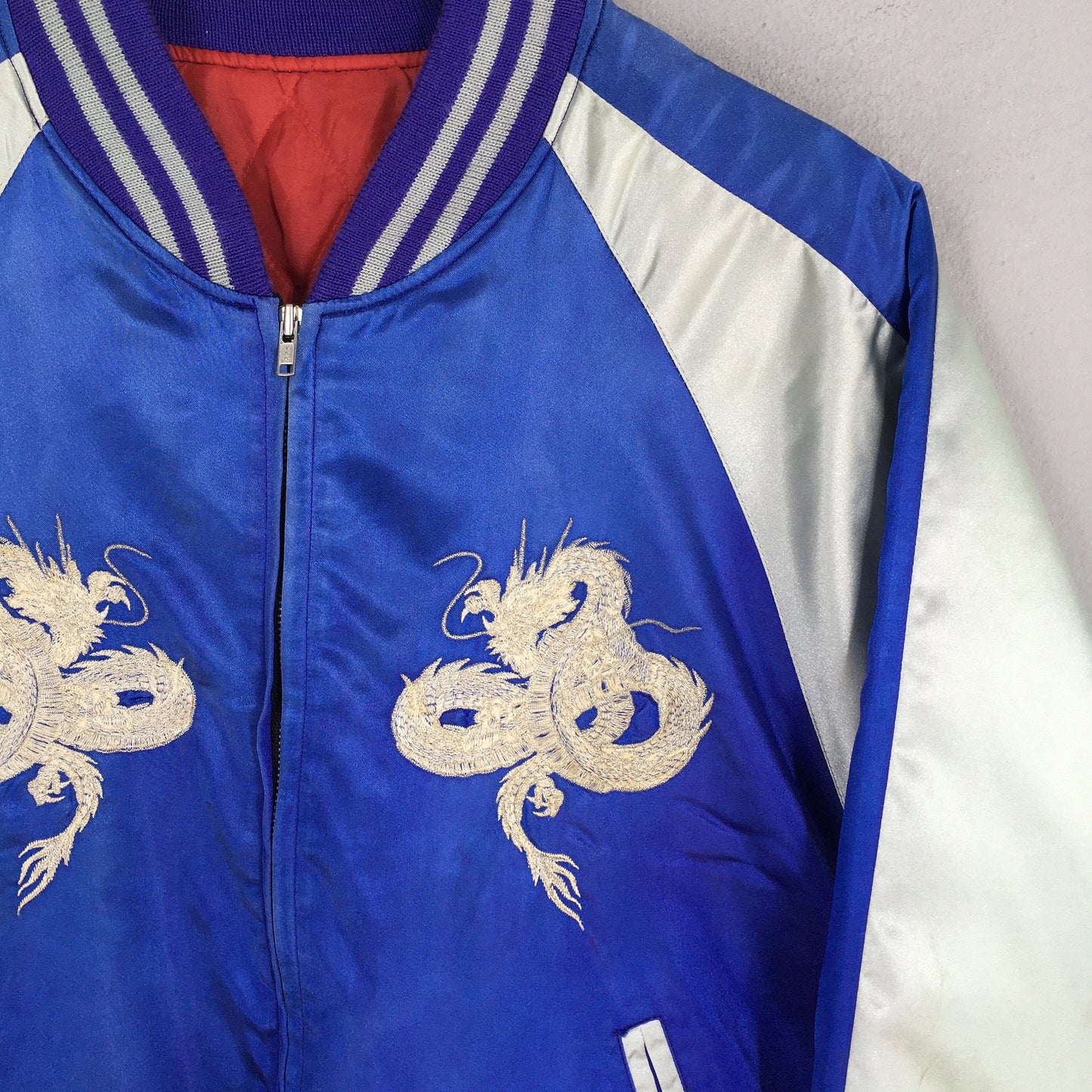 Sukajan White Dragon Japanese Jacket Large