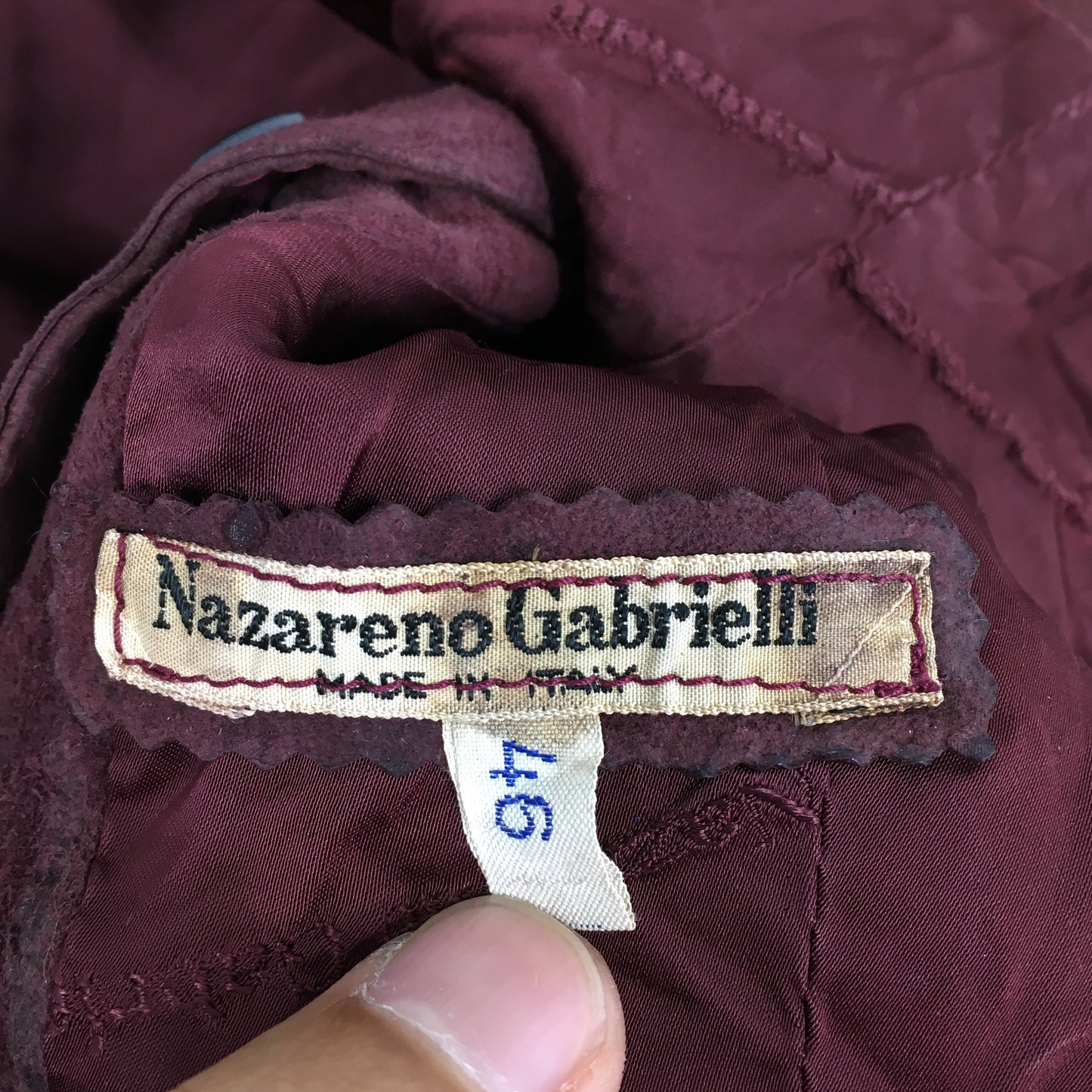 Nazareno Gabrielli Velvet Vest Jacket Burgundy Medium